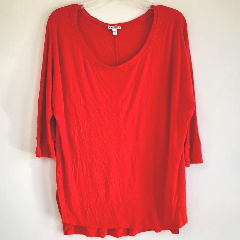 Express Cherry Red 3/4 Sleeve Shirt Size Medium